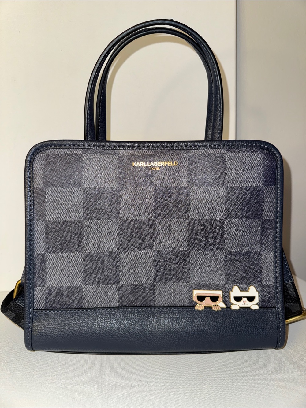 Karl Lagerfeld Paris Maybelle Karl & Cat Choupette Check Satchel Crossbody